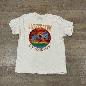 Led Zeppelin US Tour 1975 Band Graphic T-Shirt Off White Size Large